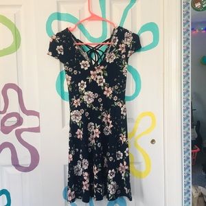 Navy blue floral skater dress